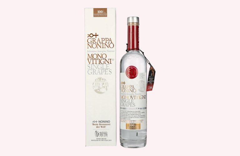 Nonino Grappa Monovitigni Single Grapes 40% Vol. 0,5l en boîte cadeau