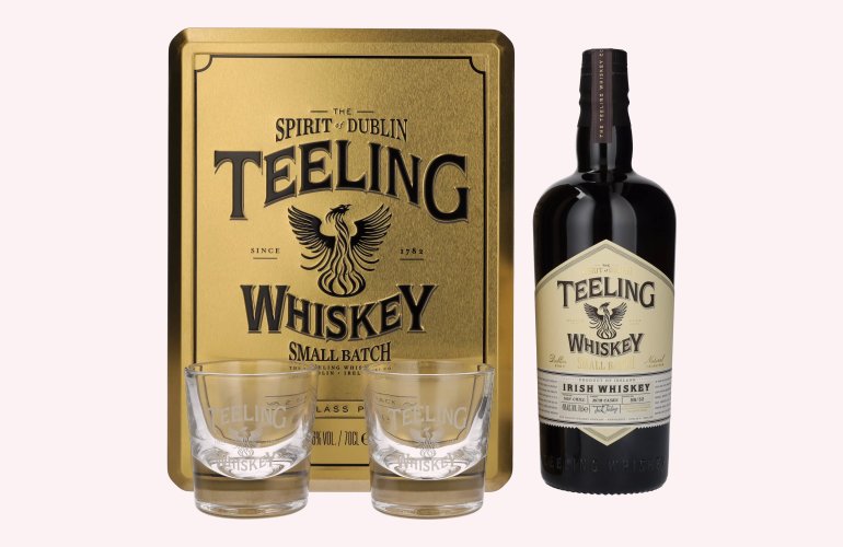 Teeling Whiskey SMALL BATCH Irish Whiskey Rum Cask 46% Vol. 0,7l in Tinbox avec 2 Verres