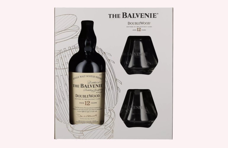 The Balvenie 12 Years Old Double Wood 40% Vol. 0,7l in geschenkverpakking met 2 Bril