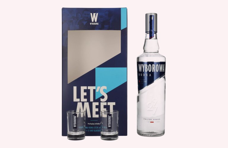 Wyborowa Wódka 37,5% Vol. 0,7l en boîte cadeau avec 2 Shotgläsern