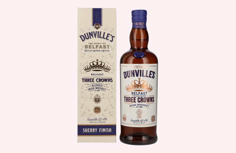 Dunville's THREE CROWNS Belfast Blended Irish Sherry Finish Whiskey 43,5% Vol. 0,7l in Geschenkbox