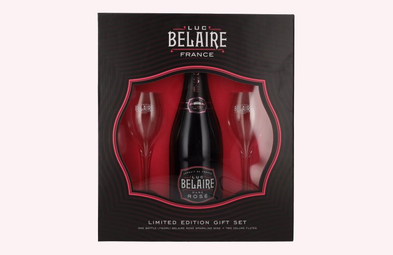 Luc Belaire Rare Rosé 12,5% Vol. 0,75l en boîte cadeau avec 2 Verres