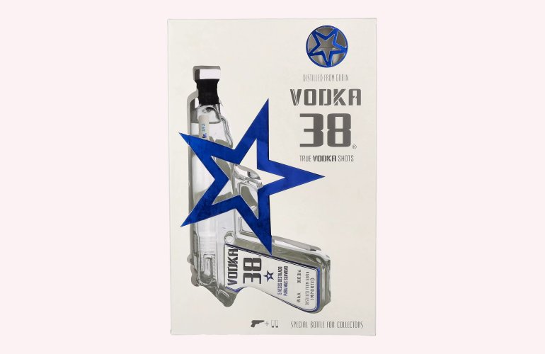 VODKA 38 Pistol 40% Vol. 0,2l met 2 Shotgläsern