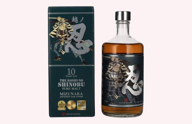 The Shinobu Pure Malt 10 Years Old Whisky MIZUNARA Japanese Oak Finish 43% Vol. 0,7l en boîte cadeau