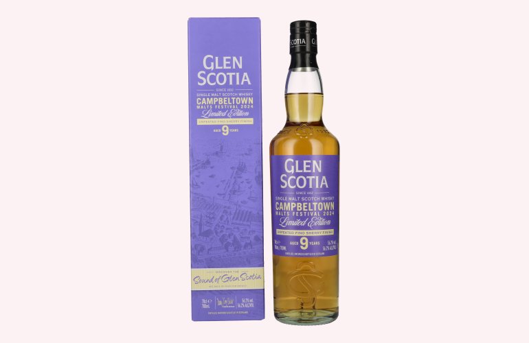 Glen Scotia 9 Years Old Campbeltown MALTS FESTIVAL Unpeated Fino Sherry Finish 2024 56,2% Vol. 0,7l in geschenkverpakking