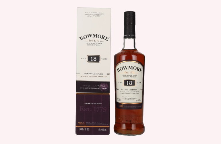 Bowmore 18 Years Old DEEP & COMPLEX Travel Exclusive 43% Vol. 0,7l in geschenkverpakking