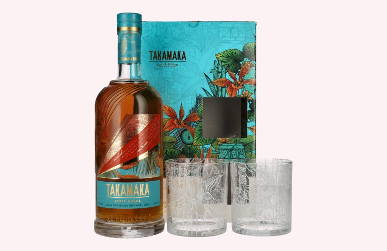 Takamaka ZEPIS KREOL Rum Limited Edition 43% Vol. 0,7l in geschenkverpakking met 2 Bril