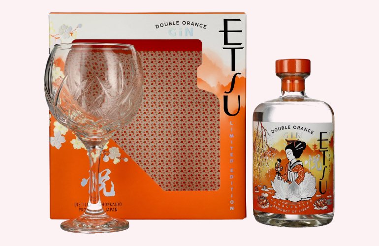 Etsu Gin DOUBLE ORANGE Limited Edition 43% Vol. 0,7l in geschenkverpakking met Glas