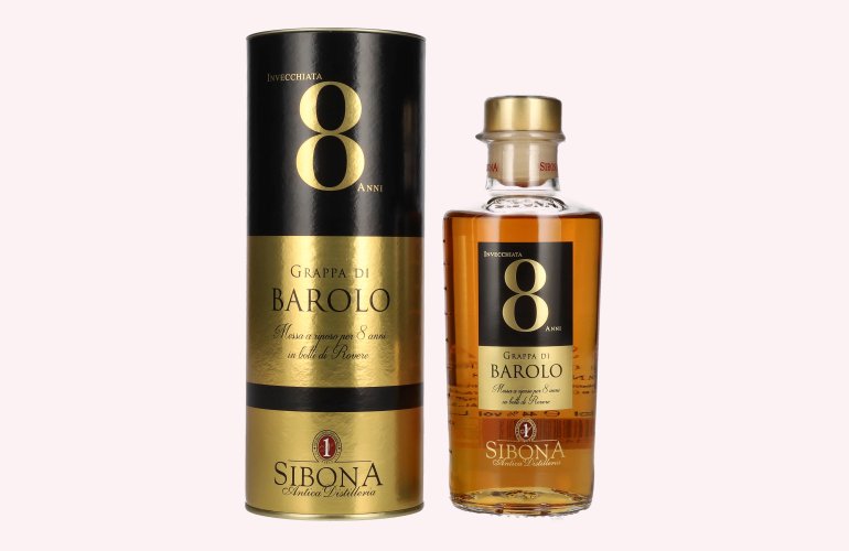 Sibona 8 Anni Invecchiata Grappa di BAROLO 44% Vol. 0,5l en boîte cadeau