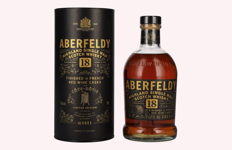 Aberfeldy 18 Years Old Red Wine Casks CÔTE RÔTIE 43% Vol. 0,7l en boîte cadeau