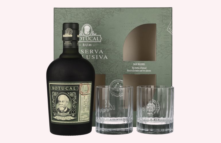 Botucal (Diplomático) RESERVA EXCLUSIVA Ron Antiguo OLD FASHIONED 40% Vol. 0,7l avec 2 Verres