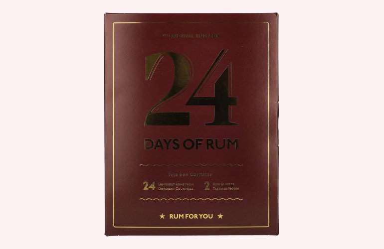 1423 S.B.S 24 DAYS OF RUM The Original Rum Box 42,9% Vol. 24x0,02l en boîte cadeau avec 2 Nosing Verres