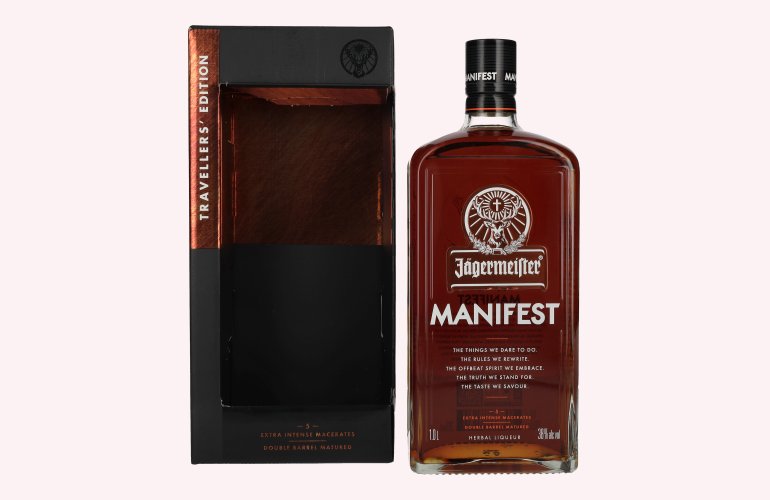 Jägermeister MANIFEST TRAVELLERS' EDITION Kräuterlikör 38% Vol. 1l in geschenkverpakking