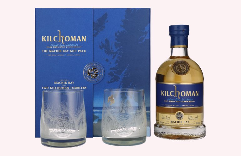 Kilchoman THE MACHIR BAY GIFT PACK 46% Vol. 0,7l in geschenkverpakking met 2 Bril