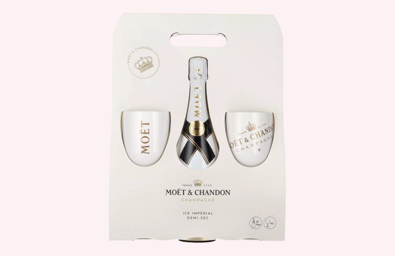 Moët & Chandon Champagne ICE IMPÉRIAL Demi-Sec 12,5% Vol. 0,75l en boîte cadeau avec 2 Verres weiß