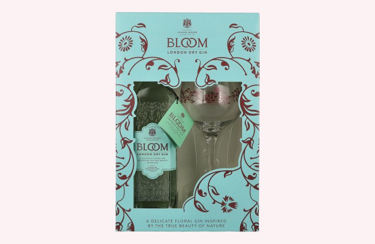 Bloom London Dry Gin 40% Vol. 0,7l en boîte cadeau avec Verre