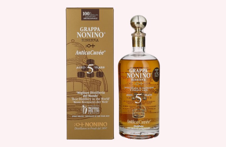 Nonino Grappa Riserva Antica Cuvée 5 Years Old 43% Vol. 0,7l en boîte cadeau