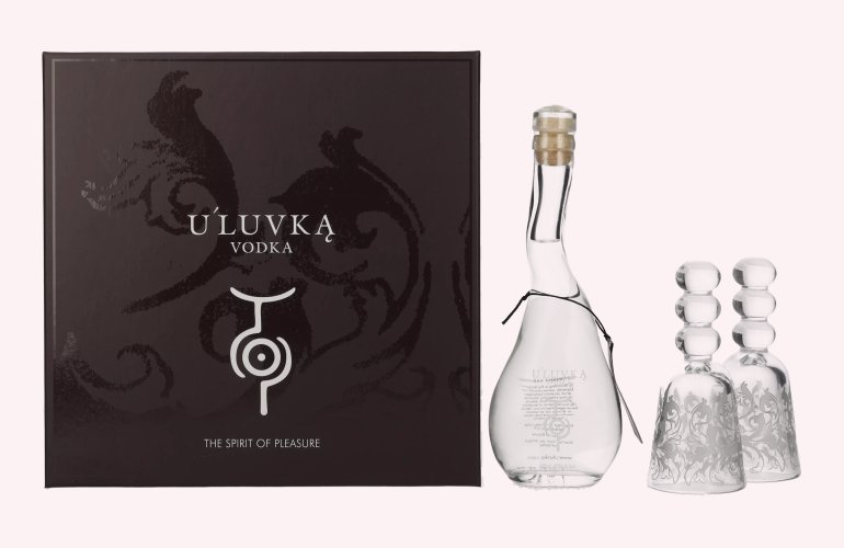 U'Luvka Vodka 40% Vol. 0,1l en boîte cadeau avec 2 Verres