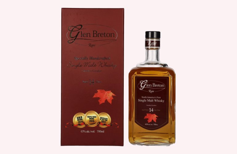 Glen Breton Rare 14 Years Old Canada's First Single Malt Whisky 43% Vol. 0,7l in geschenkverpakking