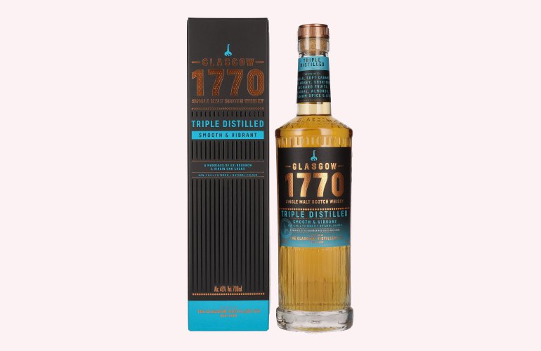 Glasgow 1770 TRIPLE DISTILLED Smooth & Vibrant 46% Vol. 0,7l in geschenkverpakking