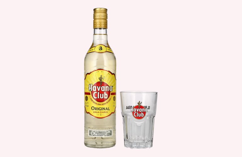 Havana Club Añejo 3 Años Rum 40% Vol. 0,7l avec Verre