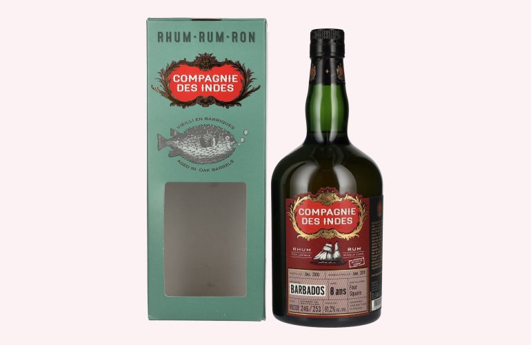 Compagnie des Indes Barbados Foursquare Single Cask Rum 8 Ans Cask Strength 61,2% Vol. 0,7l en boîte cadeau