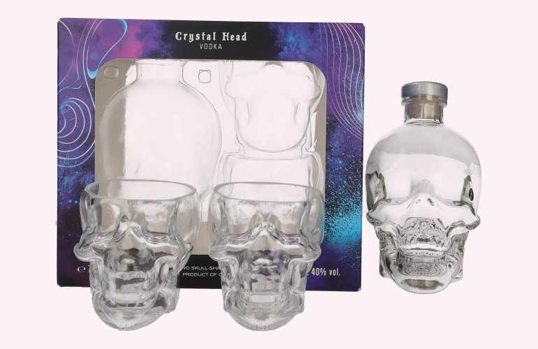 Crystal Head Vodka 40% Vol. 0,7l en boîte cadeau avec 2 Verres