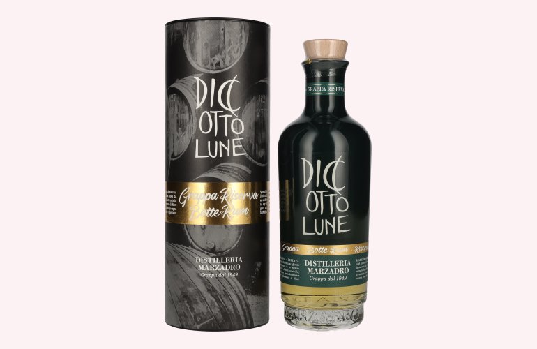 Marzadro DICIOTTO Lune Grappa Riserva Botte Rum 42% Vol. 0,5l in geschenkverpakking