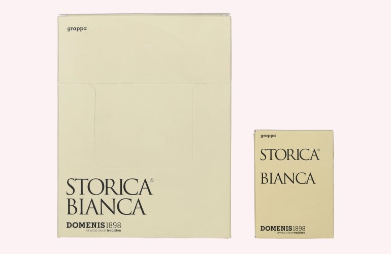 Domenis 1898 STORICA BIANCA Grappa 50% Vol. 10x10x0,05l in geschenkverpakking