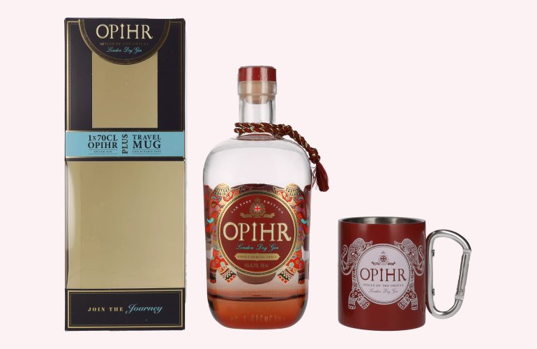 Opihr London Dry Gin FAR EAST EDITION 43% Vol. 0,7l in geschenkverpakking met Travel Mug