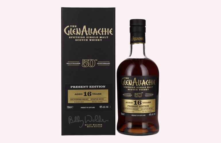 The GlenAllachie 16 Years Old 50th Anniversary PRESENT EDITION 2022 48% Vol. 0,7l in geschenkverpakking