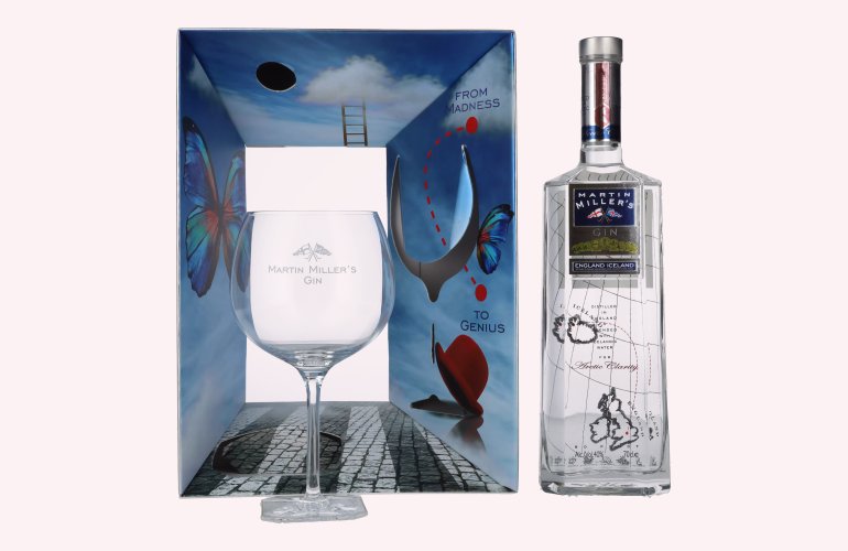 Martin Miller's Gin 40% Vol. 0,7l in geschenkverpakking met Glas