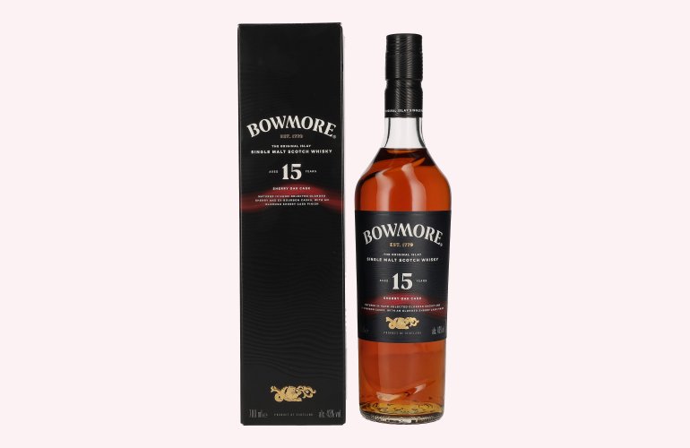 Bowmore 15 Years Old Sherry Oak Cask Islay Single Malt 43% Vol. 0,7l en boîte cadeau