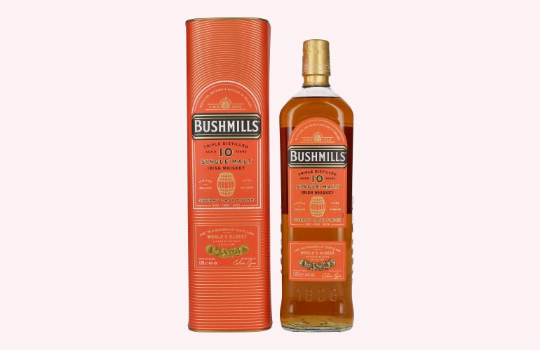 Bushmills 10 Years Old Single Malt Irish Whiskey SHERRY CASK Finish 46% Vol. 1l en boîte cadeau