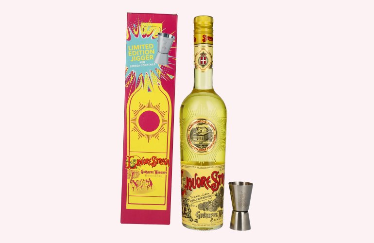 Liquore Strega 40% Vol. 0,7l en boîte cadeau avec Jigger