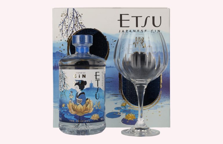 Etsu Japanese Handcrafted Gin The Original 43% Vol. 0,7l in geschenkverpakking met Glas