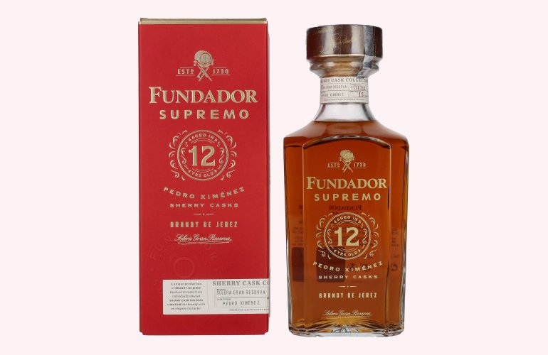 Fundador Supremo 12 Years Old Sherry Casks Brandy de Jerez 40% Vol. 0,7l in geschenkverpakking