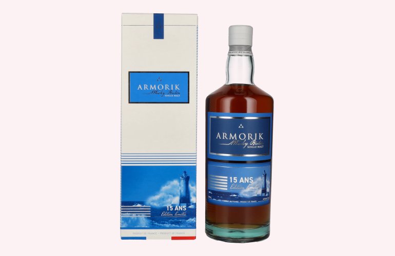 Armorik 15 Ans Whisky Breton Single Malt Edition Limitée 46% Vol. 0,7l en boîte cadeau