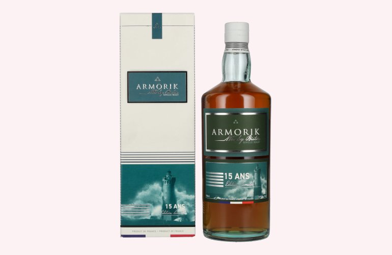 Armorik 15 Ans Whisky Breton Single Malt Edition Limitée 46% Vol. 0,7l en boîte cadeau