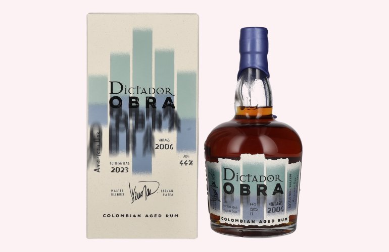 Dictador OBRA VINTAGE 17 Years Old AMERICAN OAK CASK Rum 2006 44% Vol. 0,7l en boîte cadeau