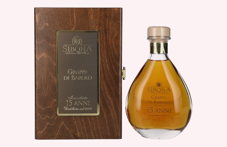 Sibona RISERVA SPECIALE Grappa di Barolo 15 ANNI 44% Vol. 0,5l in Holzkiste