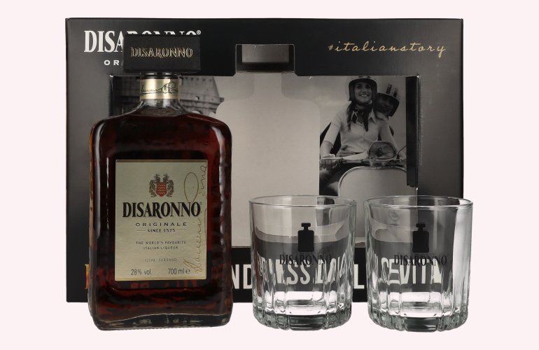 Disaronno Originale 28% Vol. 0,7l in geschenkverpakking met 2 Bril