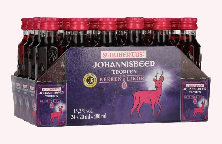 St. Hubertus JOHANNISBEER Tropfen Beeren-Likör 15,3% Vol. 24x0,02l