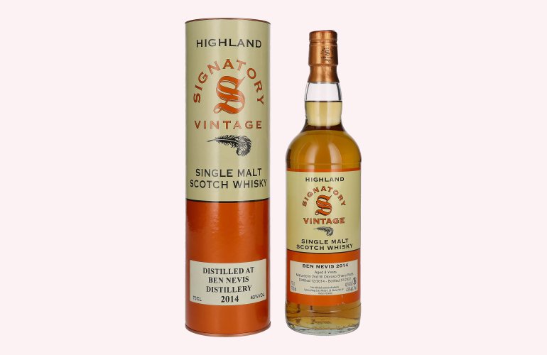 Signatory Vintage BEN NEVIS 8 Years Old Highland Single Malt Scotch Whisky 2014 43% Vol. 0,7l in geschenkverpakking