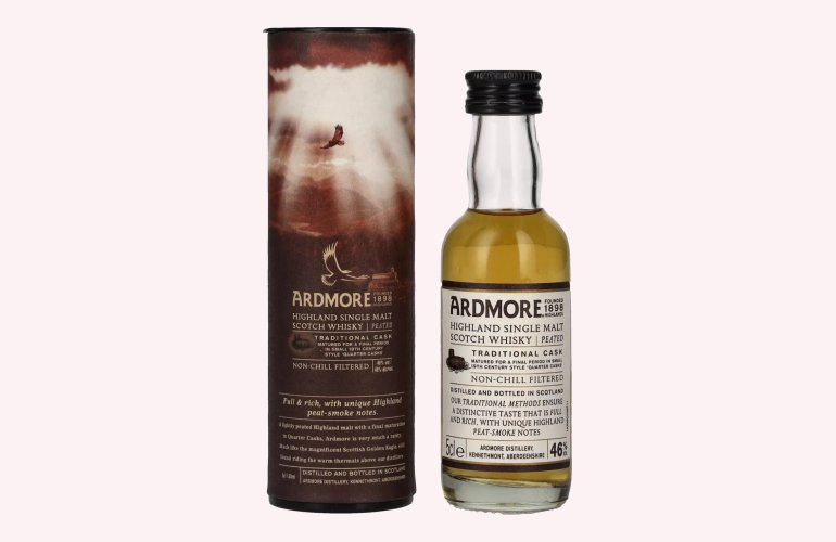 The Ardmore TRADITIONAL PEATED Highland Single Malt 46% Vol. 0,05l in geschenkverpakking