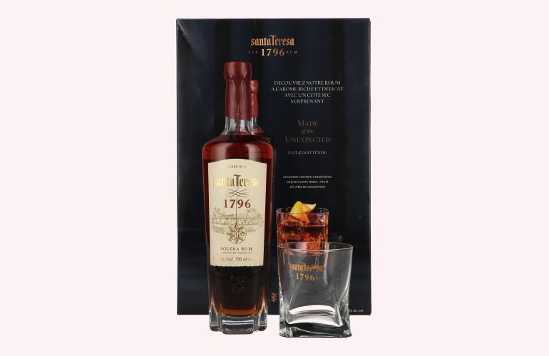 Santa Teresa 1796 Solera Rum 40% Vol. 0,7l en boîte cadeau avec Verre