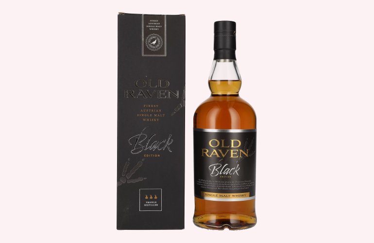 Old Raven Triple Distilled Single Malt Whisky Black Edition Fasstärke 54% Vol. 0,7l en boîte cadeau