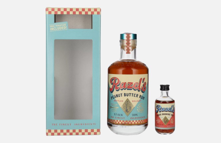 Razel's Peanut Butter Spirit Drink 38,1% Vol. 0,5l en boîte cadeau avec Miniatur 0,05l