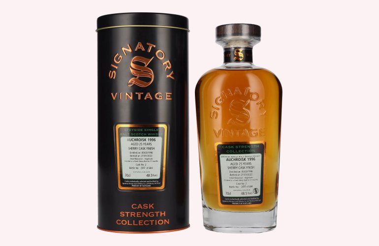 Signatory Vintage AUCHROISK 25 Years Old Cask Strength 1996 48,5% Vol. 0,7l in Tinbox