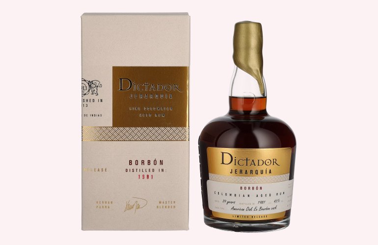 Dictador JERARQUÍA 39 Years Old BORBÓN Rum 1981 43% Vol. 0,7l in geschenkverpakking